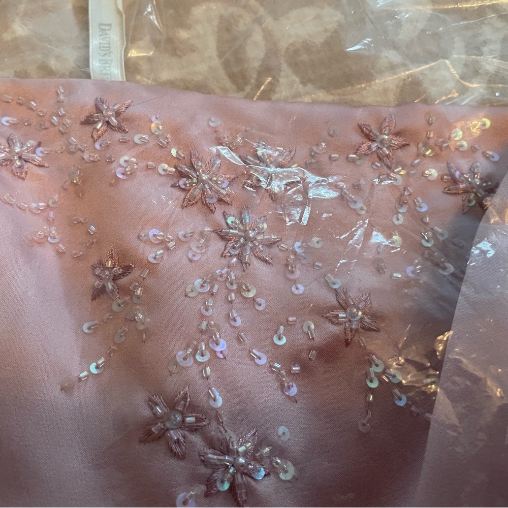 David’s Bridal Size 6 Strapless Embellished Pink Floral Gown